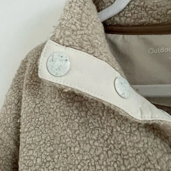 Outdoor Voices MegaFleece Snap Up Pullover Fleece Tan Hiking Camping Outdoor - Picture 3 of 6